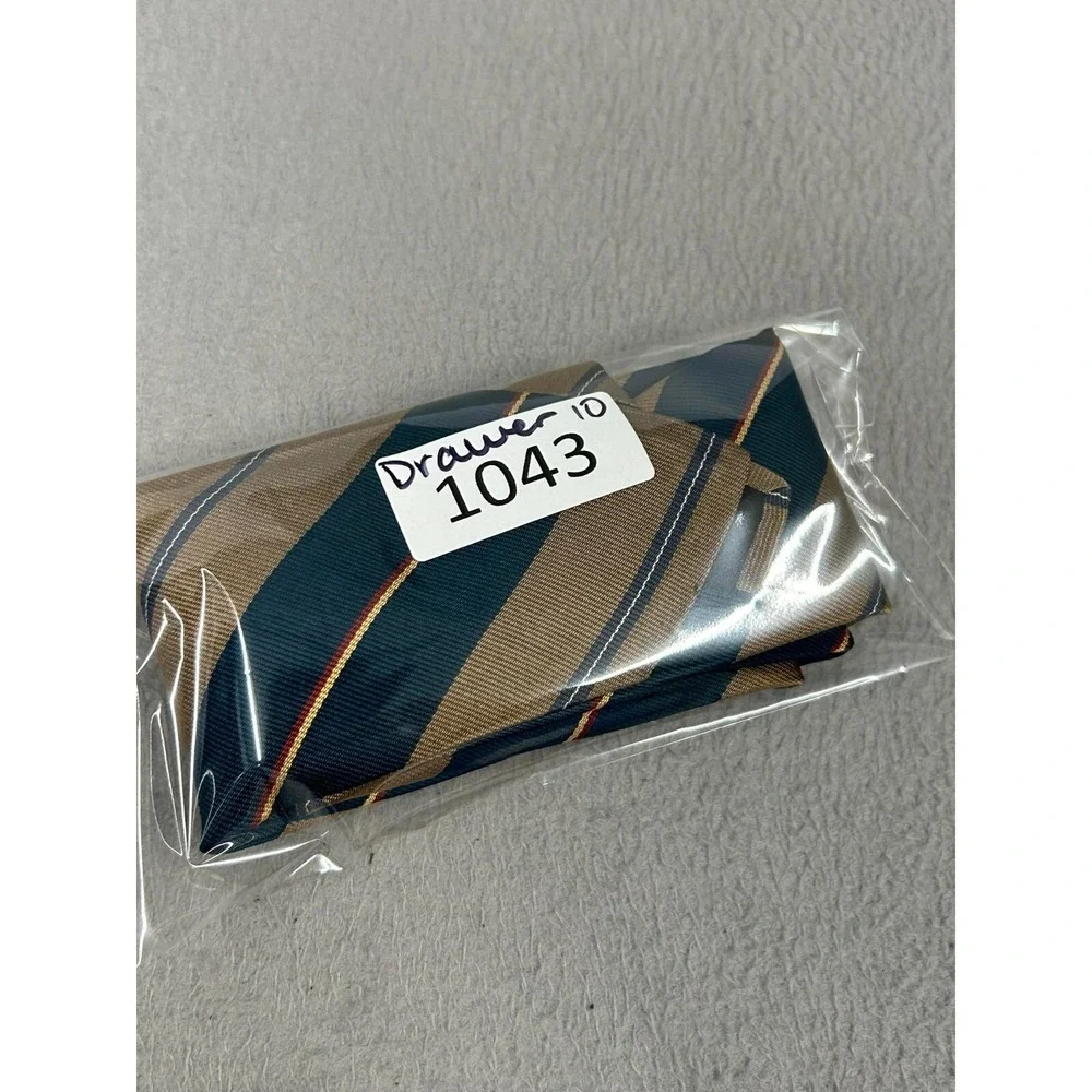 Robert Talbott Tie Mens H. Davis‎ & Sons 100% Silk Hand Sewn Teal Tan Stripped